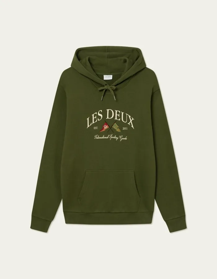 Men Les Deux HoodiesSweatshirts Ivy League Hoodie 8211 Chive Green