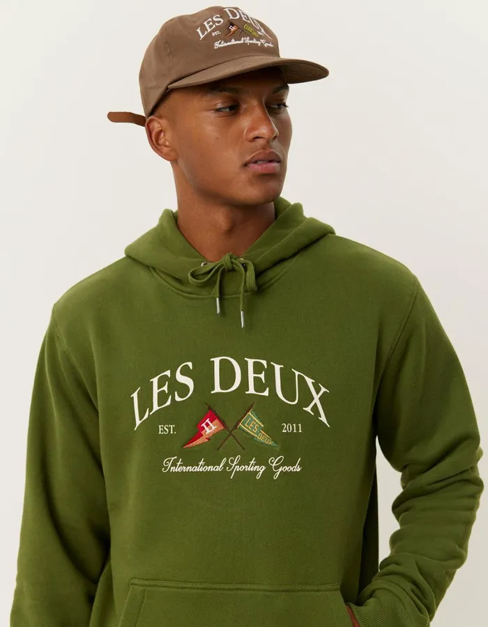 Men Les Deux HoodiesSweatshirts Ivy League Hoodie 8211 Chive Green