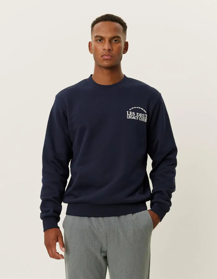 Men Les Deux HoodiesSweatshirts Legacy Court Sweatshirt 8211 Dark Navy