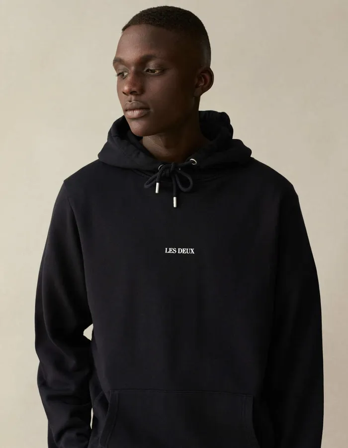 Men Les Deux HoodiesSweatshirts Lens Hoodie 8211 BlackWhite
