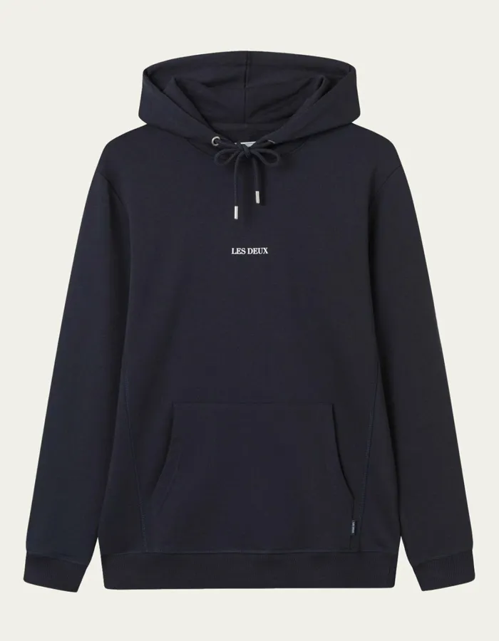 Men Les Deux HoodiesSweatshirts Lens Hoodie 8211 Dark NavyWhite