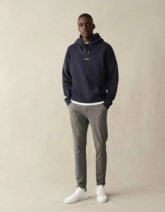 Men Les Deux HoodiesSweatshirts Lens Hoodie 8211 Dark NavyWhite