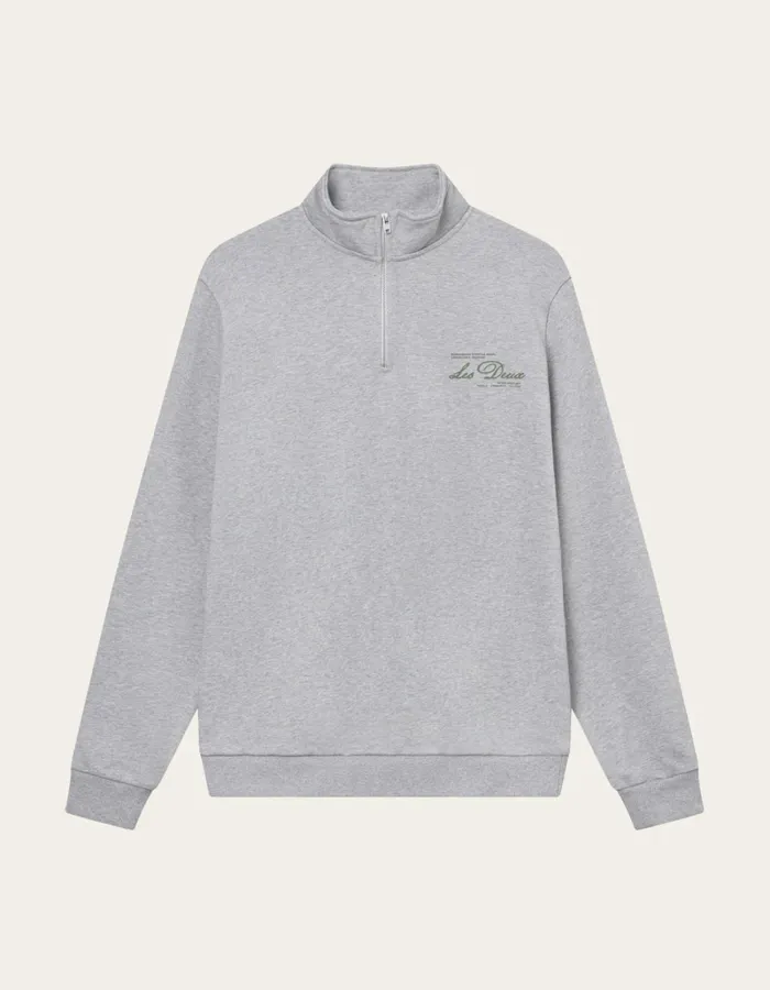 Men Les Deux HoodiesSweatshirts Scandinavian HalfZip Sweatshirt 8211 Light Grey MelangeChive Green Men Les Deux HoodiesSweatshirts Scandinavian HalfZip Sweatshirt 8211 Light Grey MelangeChive Green