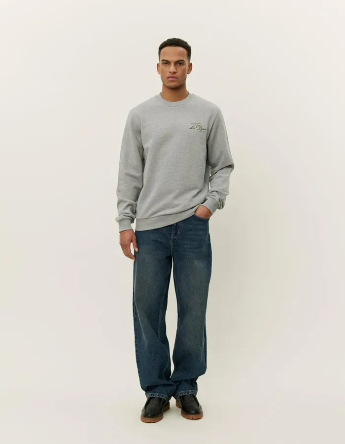 Men Les Deux HoodiesSweatshirts Scandinavian Sweatshirt 8211 Light Grey MelangeChive Green
