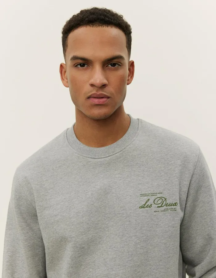 Men Les Deux HoodiesSweatshirts Scandinavian Sweatshirt 8211 Light Grey MelangeChive Green