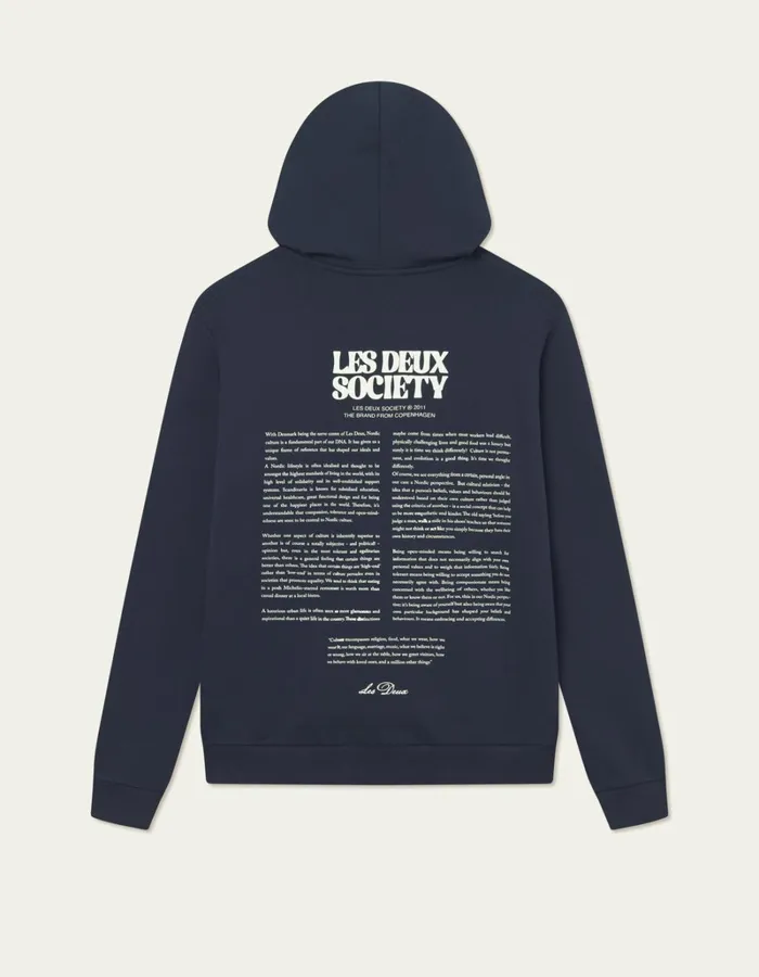 Men Les Deux HoodiesSweatshirts Society Hoodie 8211 Dark NavyIvory