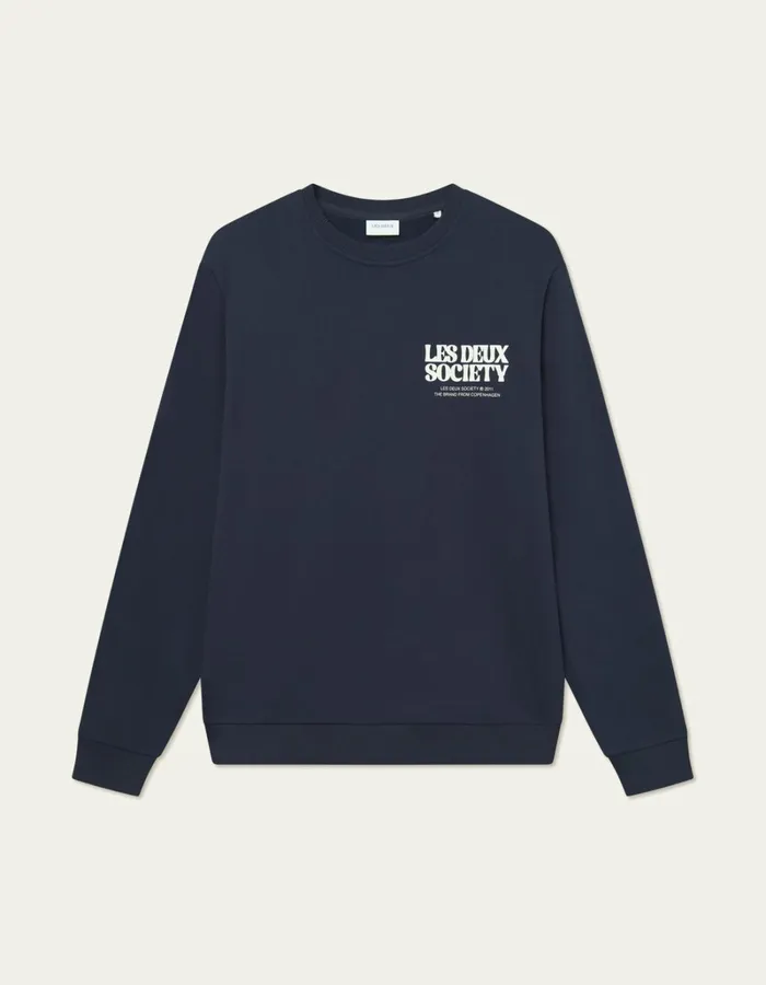 Men Les Deux HoodiesSweatshirts Society Sweatshirt 8211 Dark NavyIvory