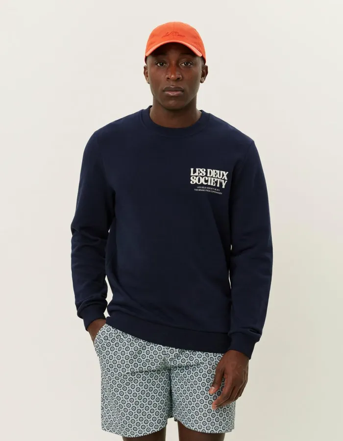 Men Les Deux HoodiesSweatshirts Society Sweatshirt 8211 Dark NavyIvory