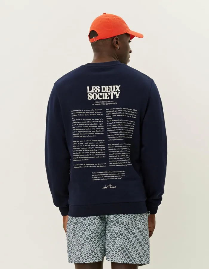 Men Les Deux HoodiesSweatshirts Society Sweatshirt 8211 Dark NavyIvory