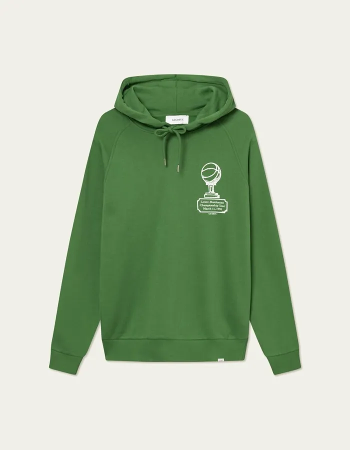 Men Les Deux HoodiesSweatshirts Tournament Hoodie 8211 Vintage GreenWhite