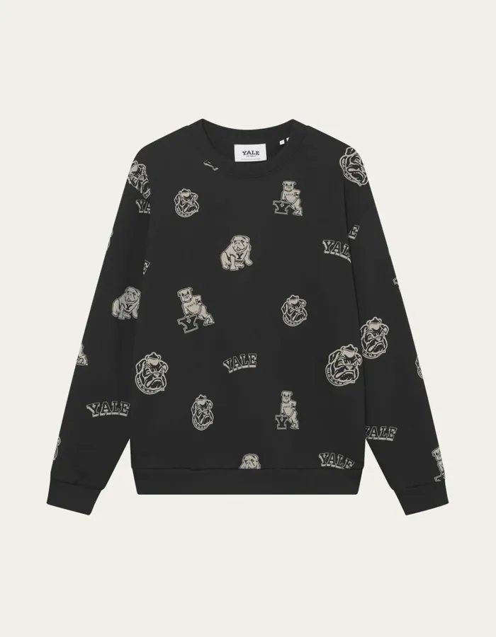 Men Les Deux HoodiesSweatshirts Yale AOP Logo Sweatshirt 8211 BlackIvory