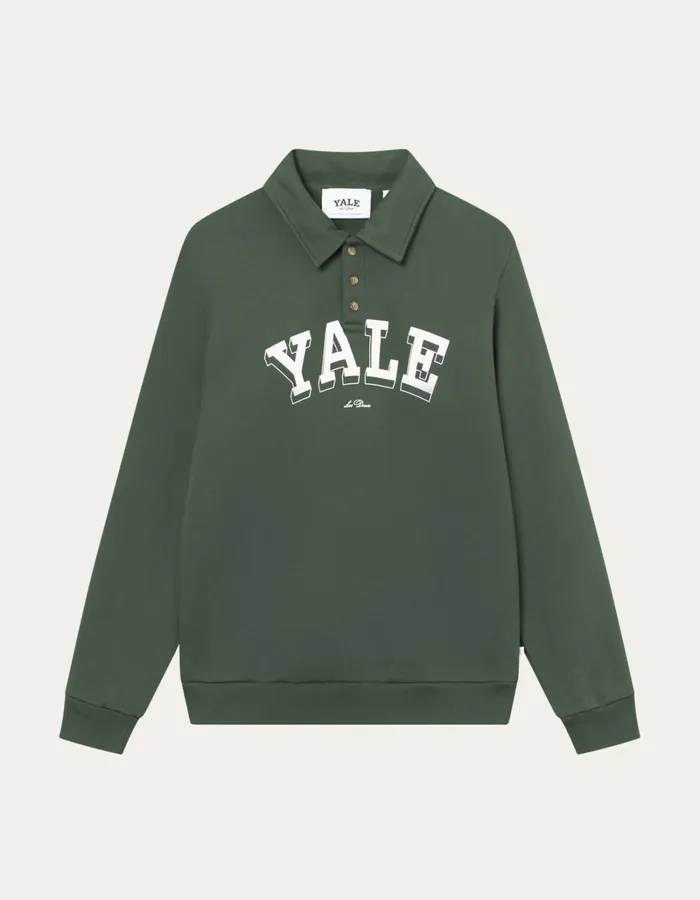 Men Les Deux HoodiesSweatshirts Yale College Polo Sweatshirt 8211 Duffel Bag GreenIvory