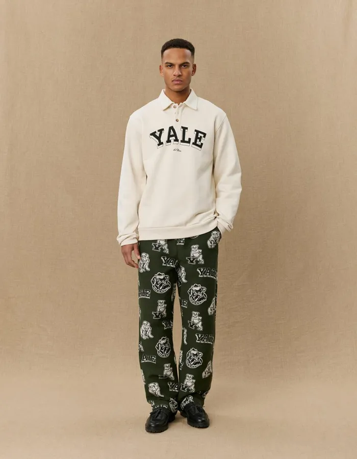 Men Les Deux HoodiesSweatshirts Yale College Polo Sweatshirt 8211 IvoryBlack