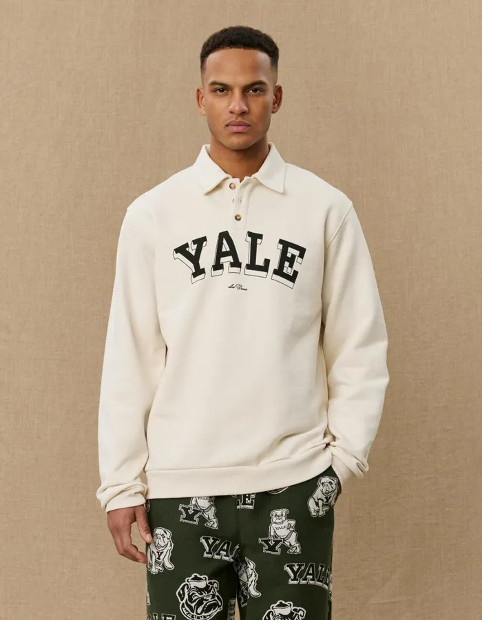 Men Les Deux HoodiesSweatshirts Yale College Polo Sweatshirt 8211 IvoryBlack