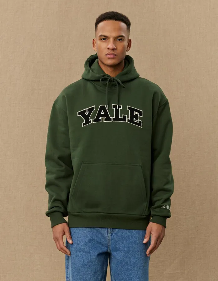 Men Les Deux HoodiesSweatshirts Yale Hoodie 8211 Duffel Bag GreenBlack
