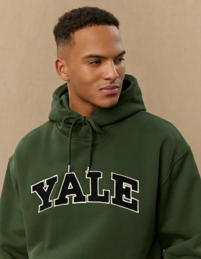 Men Les Deux HoodiesSweatshirts Yale Hoodie 8211 Duffel Bag GreenBlack