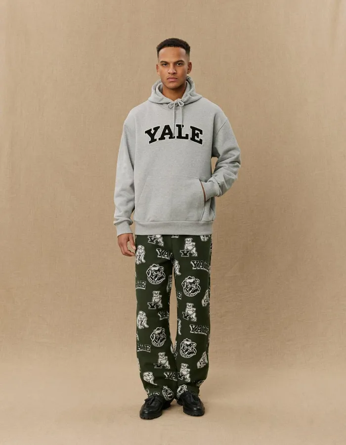 Men Les Deux HoodiesSweatshirts Yale Hoodie 8211 Light Grey MelangeBlack