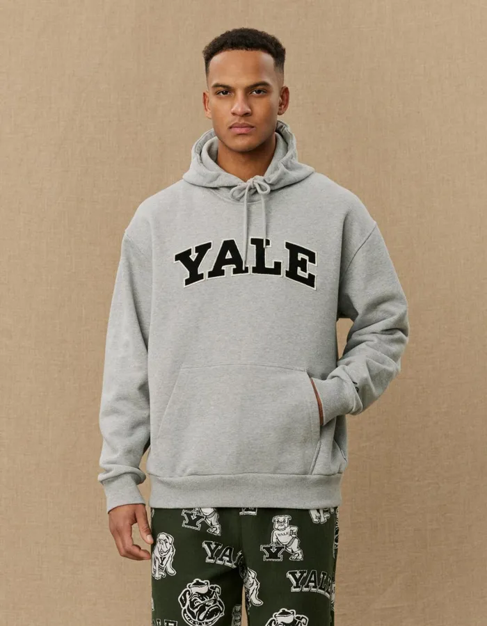 Men Les Deux HoodiesSweatshirts Yale Hoodie 8211 Light Grey MelangeBlack