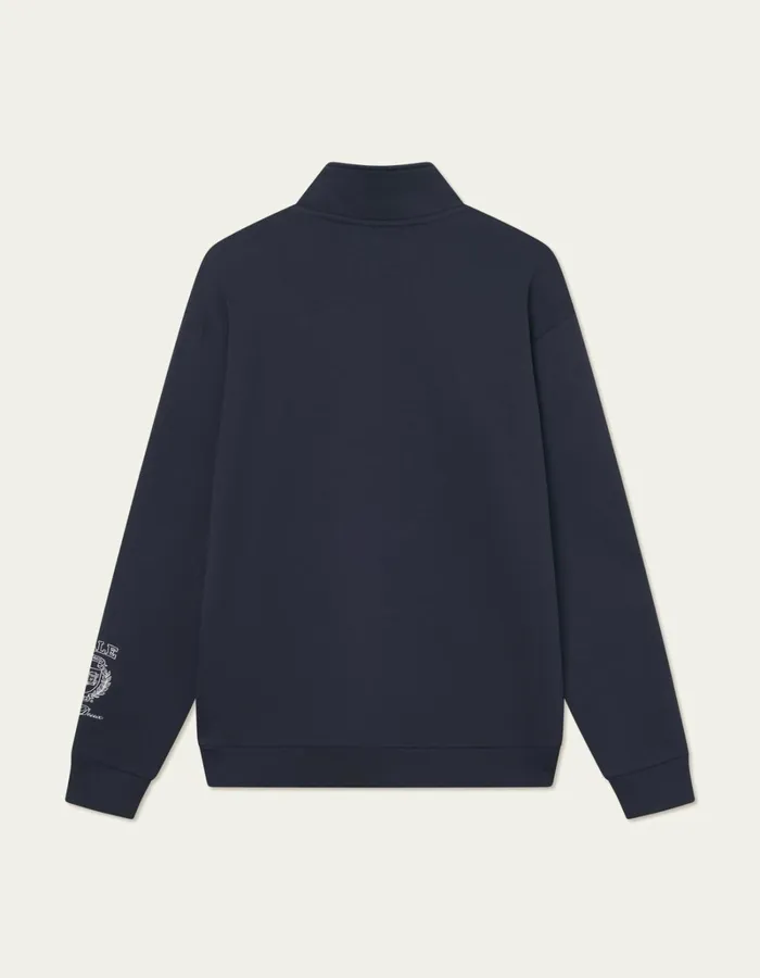 Men Les Deux HoodiesSweatshirts Yale Logo HalfZip Sweatshirt 8211 Dark Navy