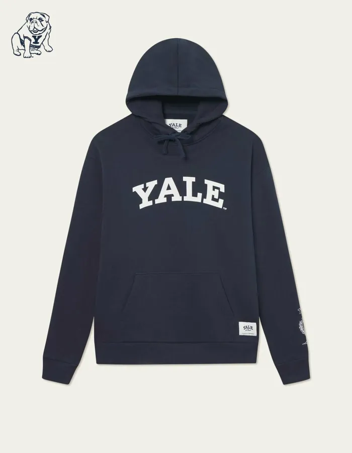 Men Les Deux HoodiesSweatshirts Yale Logo Hoodie 8211 Dark Navy