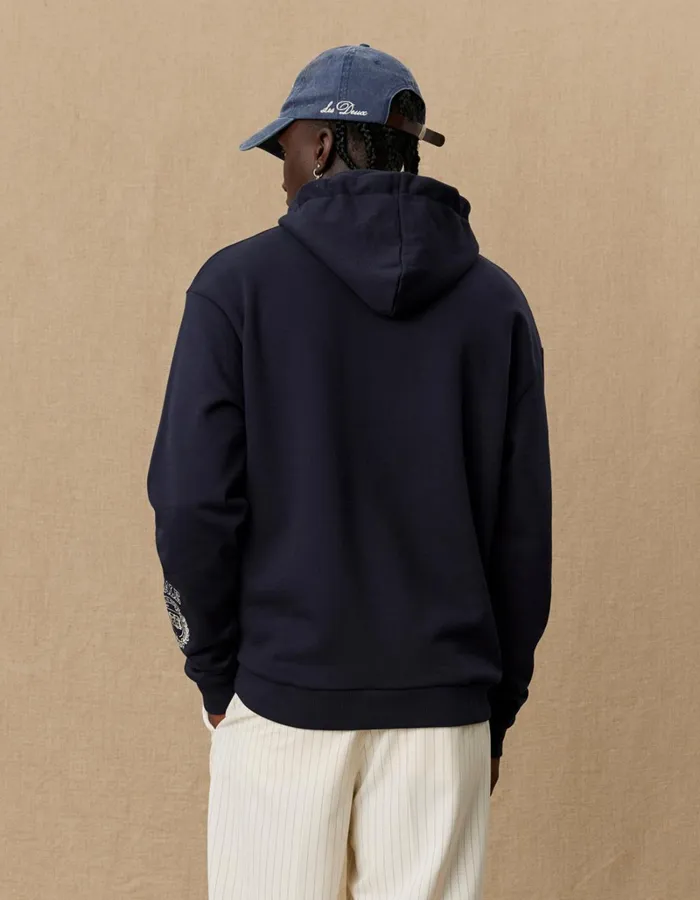 Men Les Deux HoodiesSweatshirts Yale Logo Hoodie 8211 Dark Navy