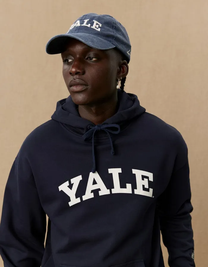 Men Les Deux HoodiesSweatshirts Yale Logo Hoodie 8211 Dark Navy