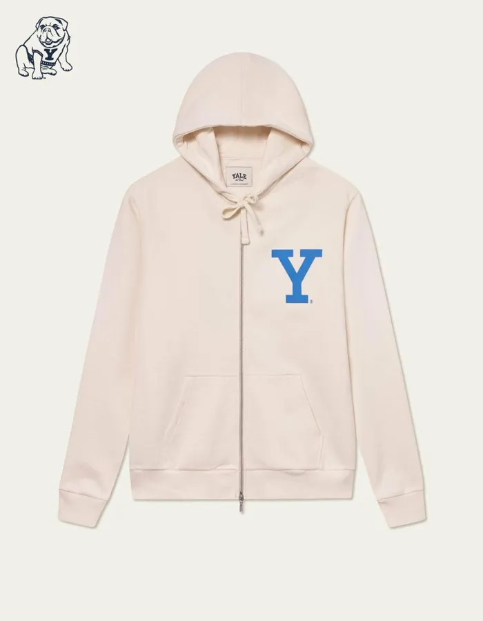 Men Les Deux HoodiesSweatshirts Yale Y Zipper Hoodie 8211 Light Ivory