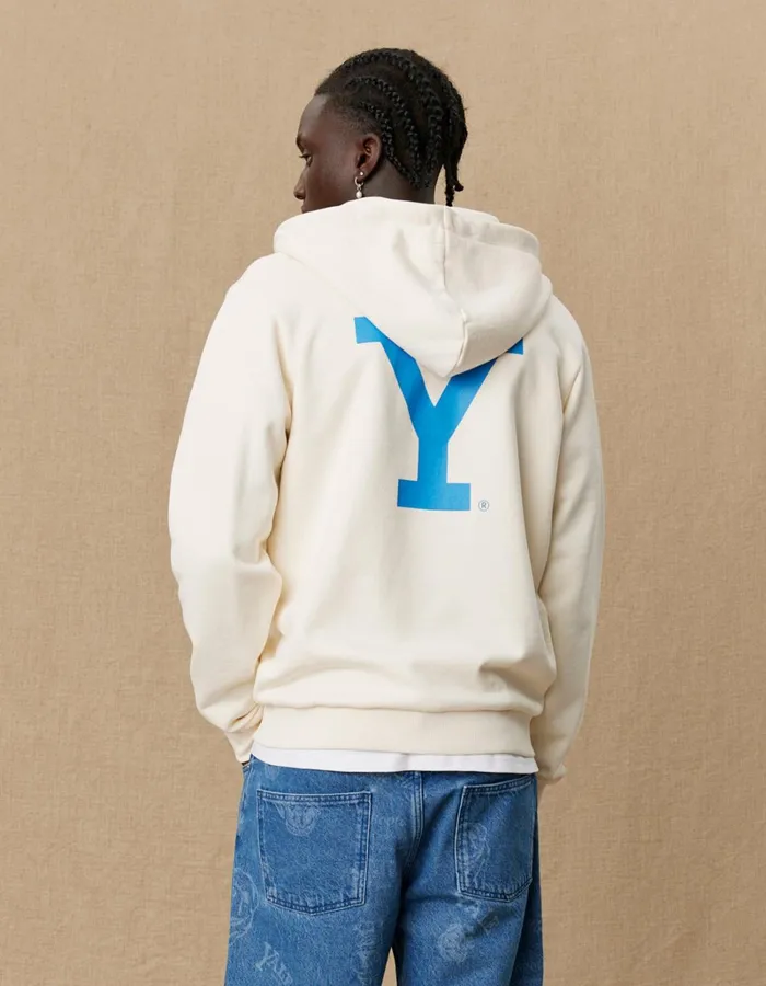 Men Les Deux HoodiesSweatshirts Yale Y Zipper Hoodie 8211 Light Ivory