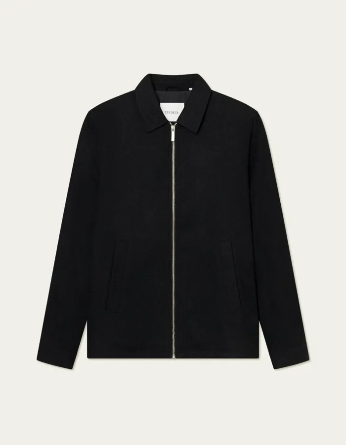 Men Les Deux JacketsCoats Como Coach Wool Jacket 8211 BlackBlack