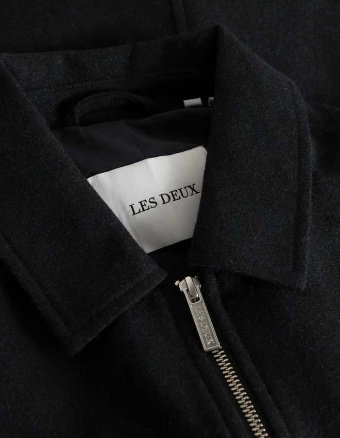 Men Les Deux JacketsCoats Como Coach Wool Jacket 8211 BlackBlack