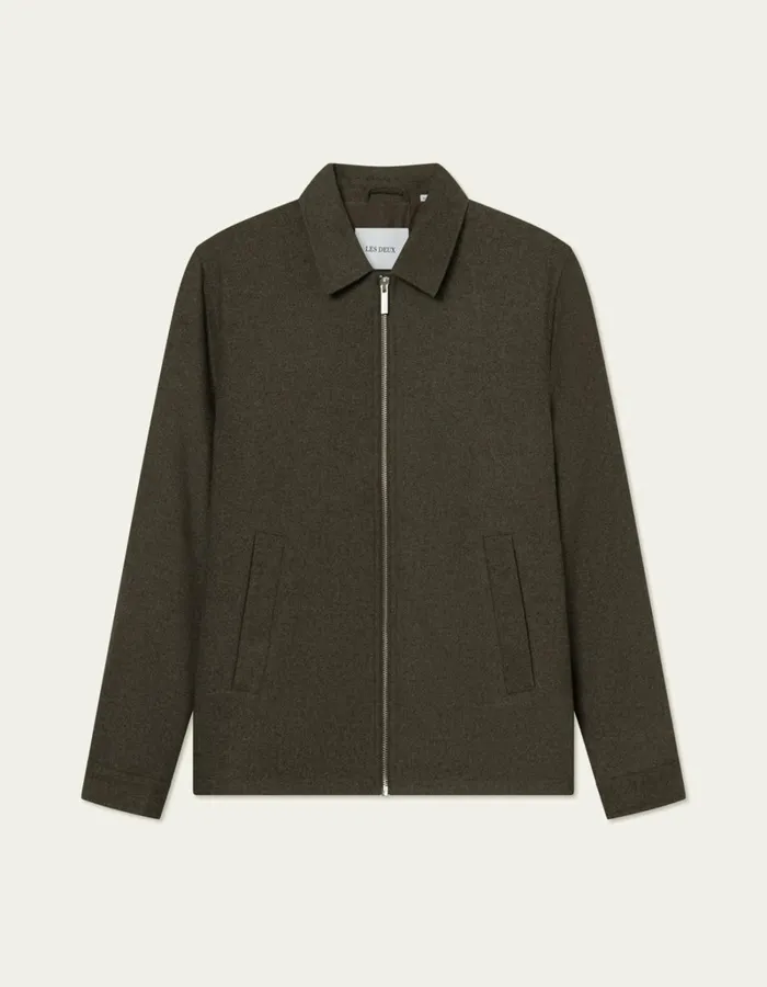 Men Les Deux JacketsCoats Como Coach Wool Jacket 8211 Bungee Cord Melange