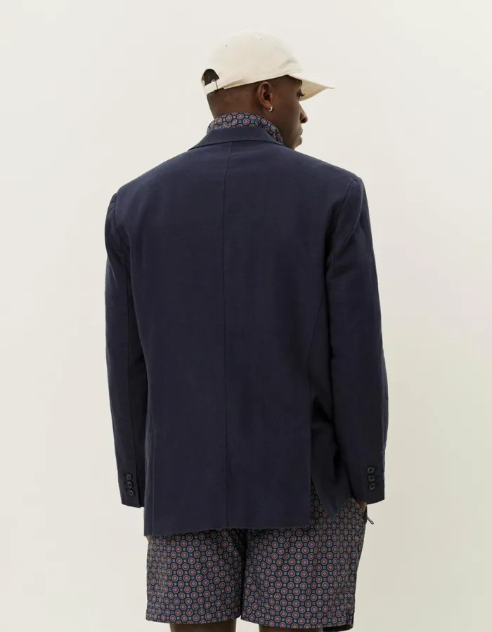 Men Les Deux JacketsCoats James Linen Blazer 8211 Dark Navy