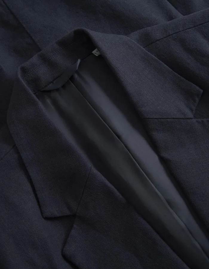 Men Les Deux JacketsCoats James Linen Blazer 8211 Dark Navy