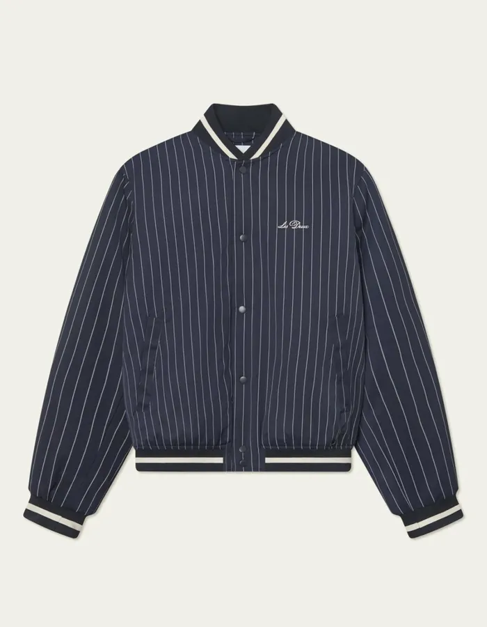 Men Les Deux JacketsCoats Les Deux Tech Varsity Jacket 8211 Dark NavyIvory