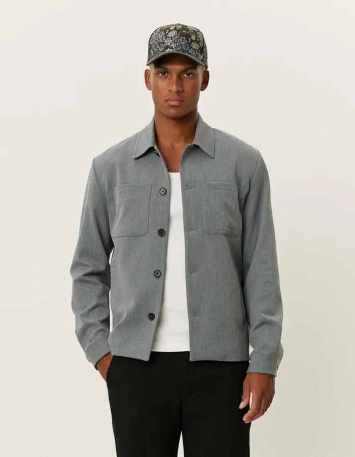 Men Les Deux JacketsCoats Marseille Hybrid Jacket 8211 Grey Melange