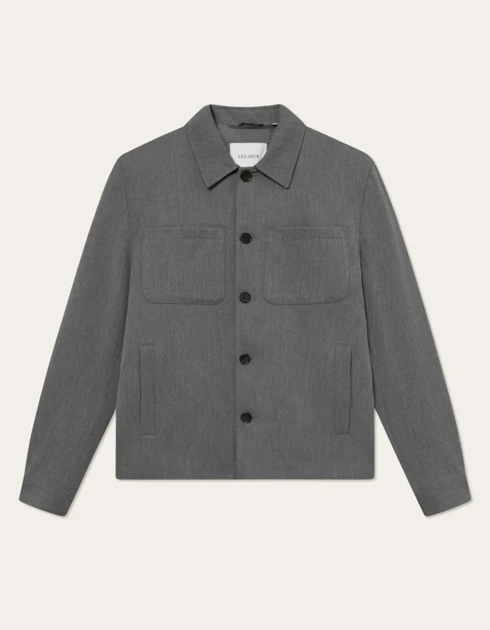 Men Les Deux JacketsCoats Marseille Hybrid Jacket 8211 Grey Melange