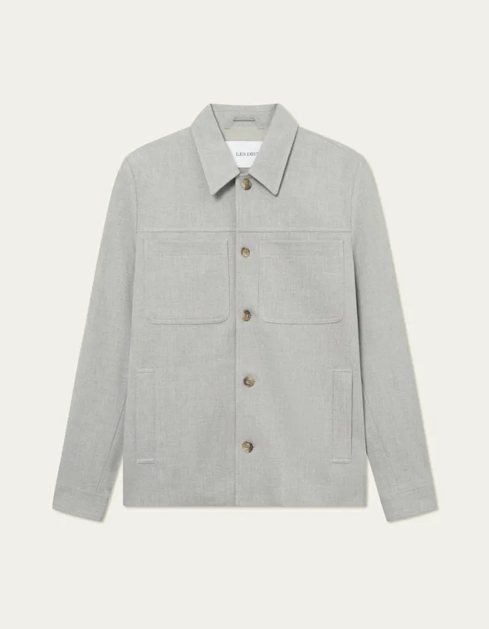 Men Les Deux JacketsCoats Marseille Hybrid Jacket 8211 Light Grey Melange