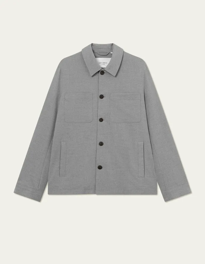 Men Les Deux JacketsCoats Marseille Twill Jacket 8211 Light Grey Melange
