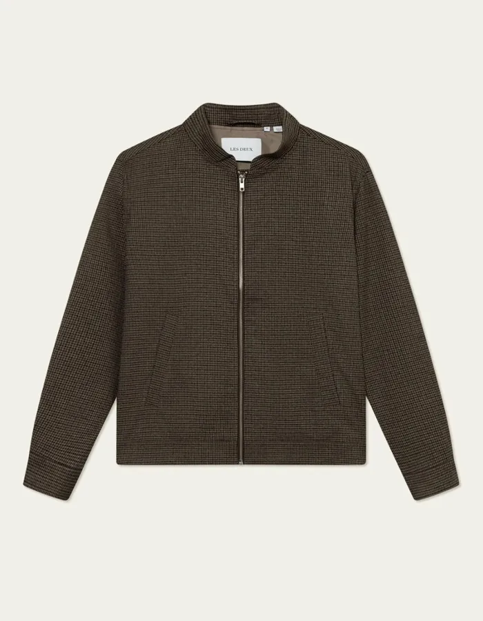Men Les Deux JacketsCoats Mason Reg Bomber Jacket 8211 Brown Minicheck