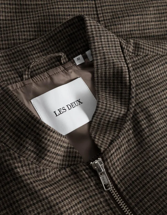 Men Les Deux JacketsCoats Mason Reg Bomber Jacket 8211 Brown Minicheck