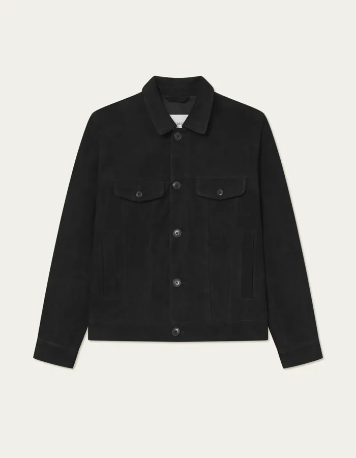 Men Les Deux JacketsCoats Micah Suede Jacket 8211 BlackBlack