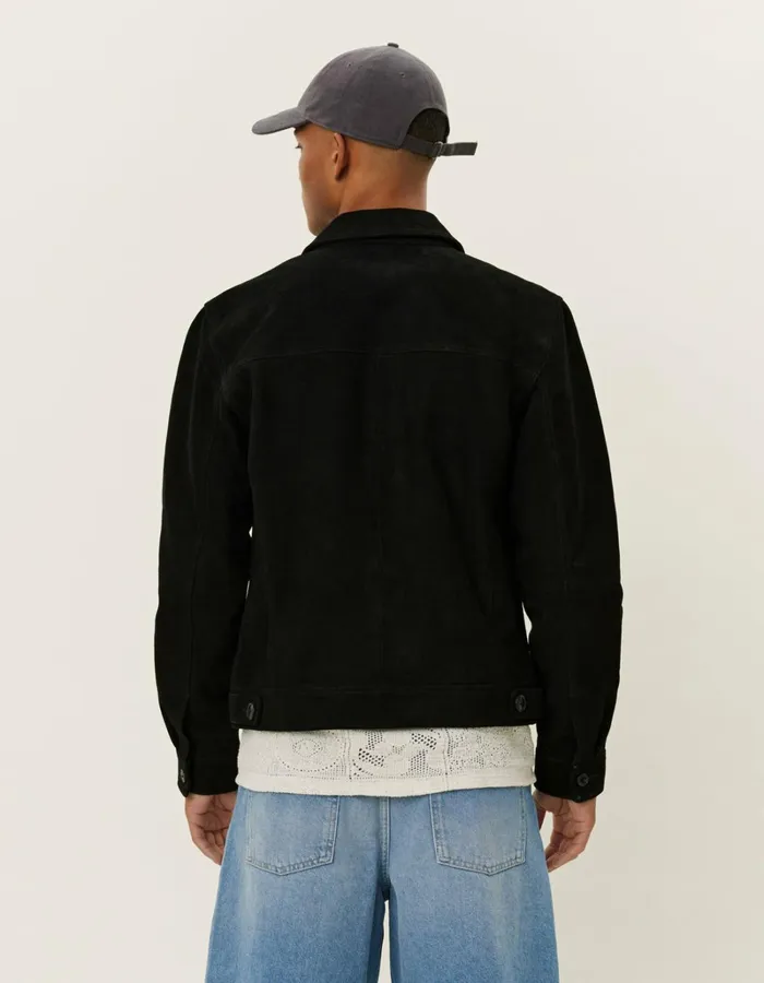 Men Les Deux JacketsCoats Micah Suede Jacket 8211 BlackBlack