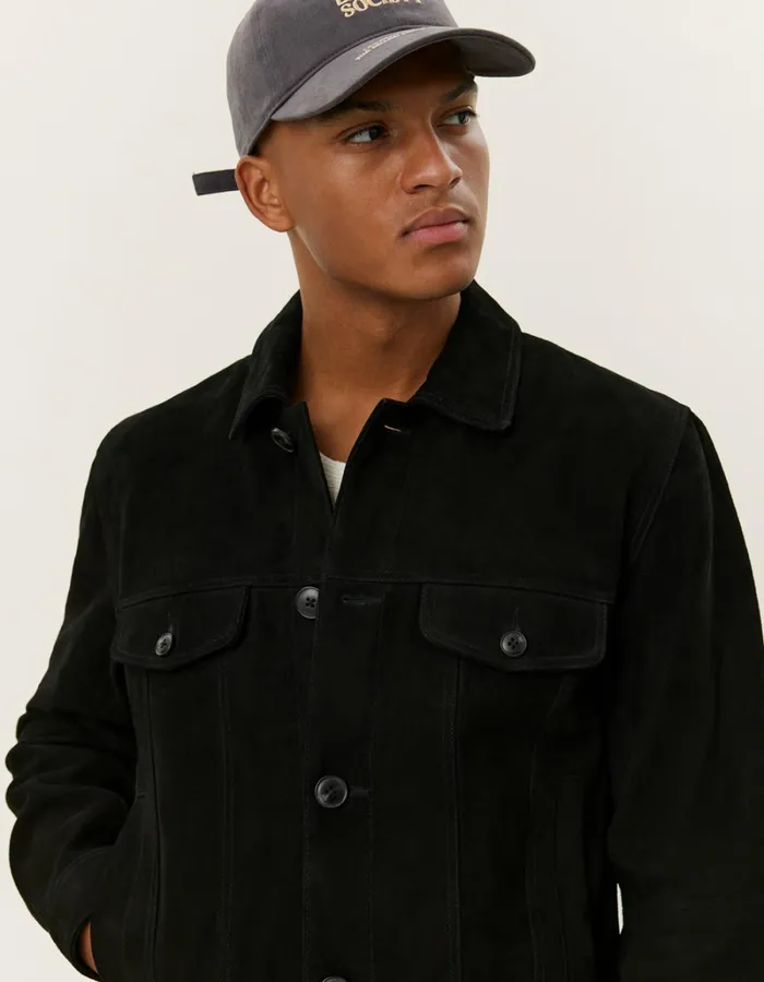 Men Les Deux JacketsCoats Micah Suede Jacket 8211 BlackBlack