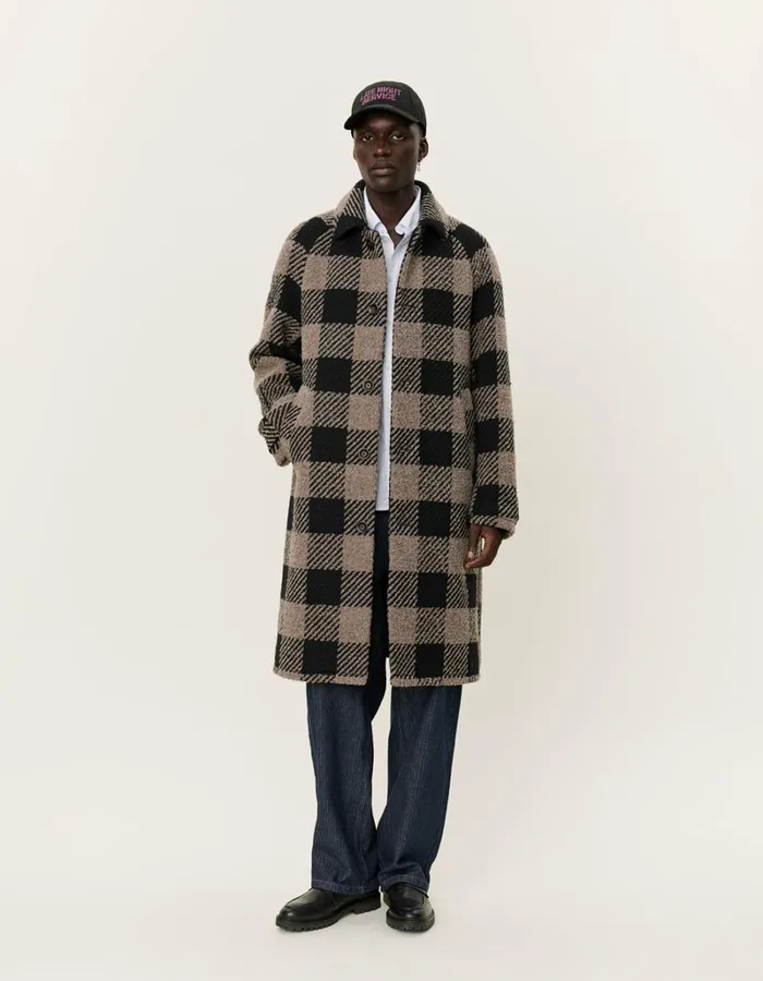 Men Les Deux JacketsCoats Michael 30 Wool Coat 8211 Desert TaupeBlack