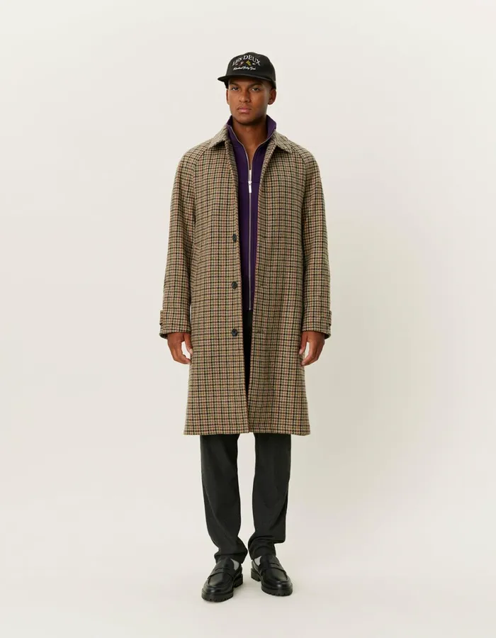 Men Les Deux JacketsCoats Michael Houndstooth Wool Coat 30 8211 Warm SandBlack