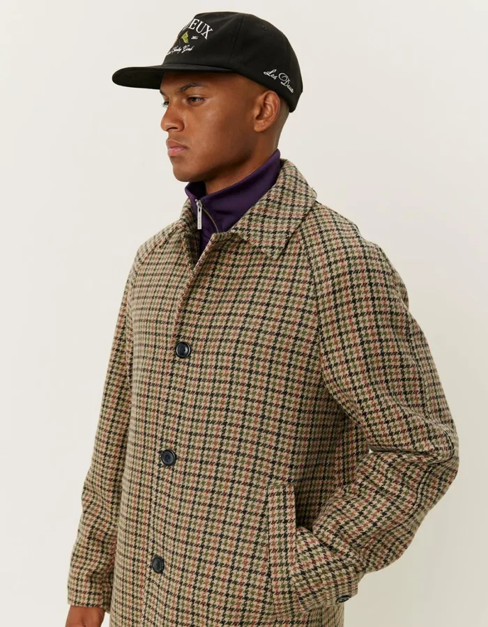 Men Les Deux JacketsCoats Michael Houndstooth Wool Coat 30 8211 Warm SandBlack