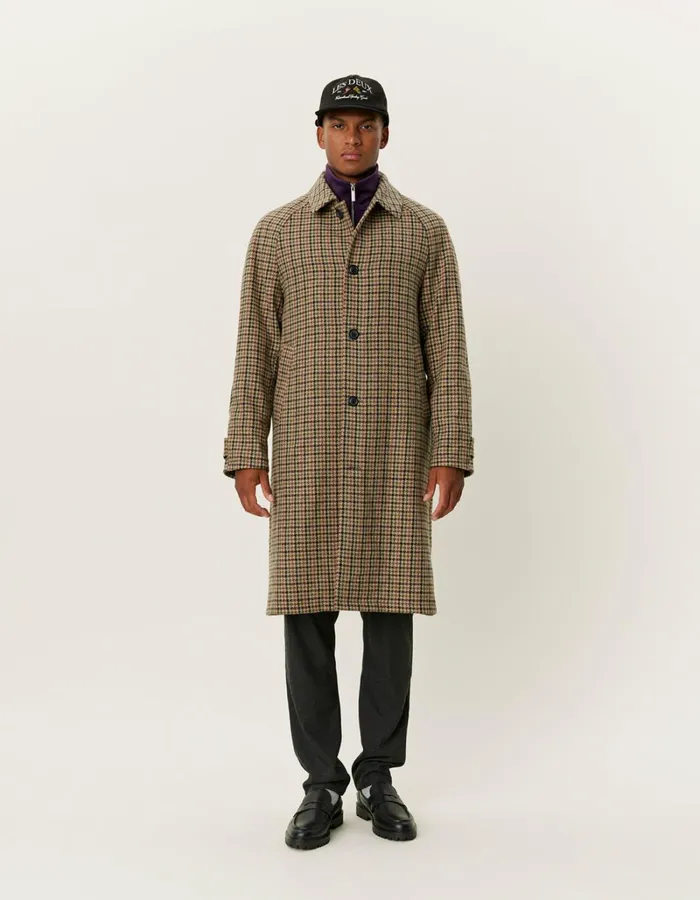 Men Les Deux JacketsCoats Michael Houndstooth Wool Coat 30 8211 Warm SandBlack
