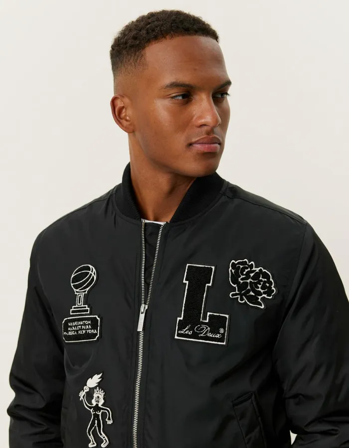 Men Les Deux JacketsCoats Neo Varsity Bomber Jacket 8211 BlackBlack