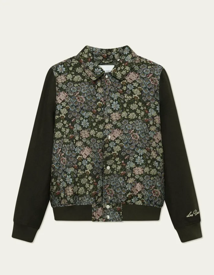 Men Les Deux JacketsCoats Noah Jacquard Varsity Jacket 8211 RosinChive Green