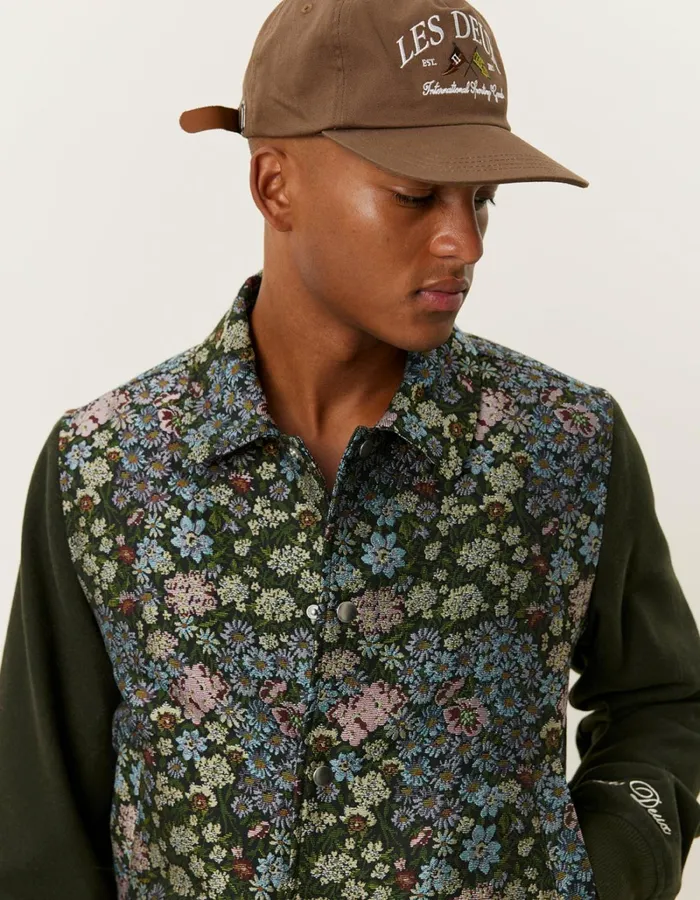 Men Les Deux JacketsCoats Noah Jacquard Varsity Jacket 8211 RosinChive Green